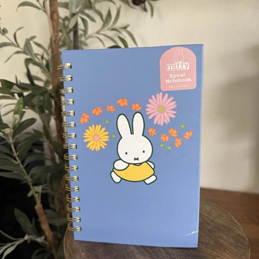 Miffy Dress Illustration Blue Spiral Hardcover Notebook 200 Lined Pages w/ Flaws
